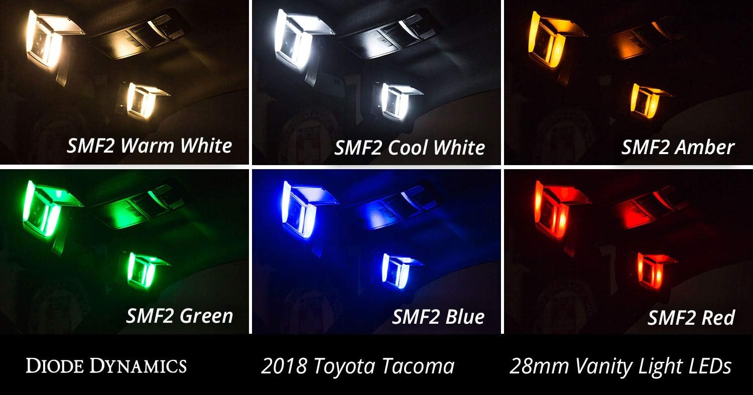 Diode Dynamics LED de luz de tocador compatible con Toyota Tacoma 2005-2023 (cuatro), fusible de 1.102 in SMF1 blanco frío (6000 K)