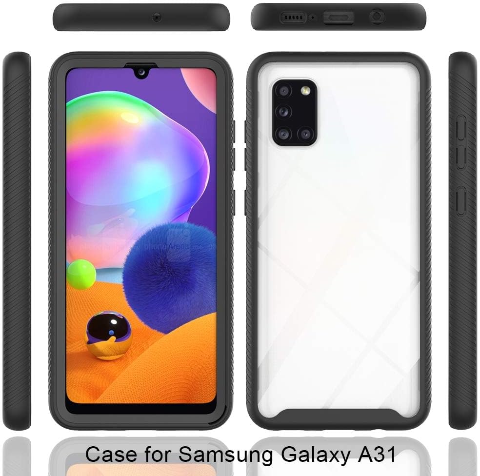 Asuwish Funda de teléfono para Samsung Galaxy A31 con protector de pantalla de vidrio templado y soporte delgado, híbrida, resistente, funda