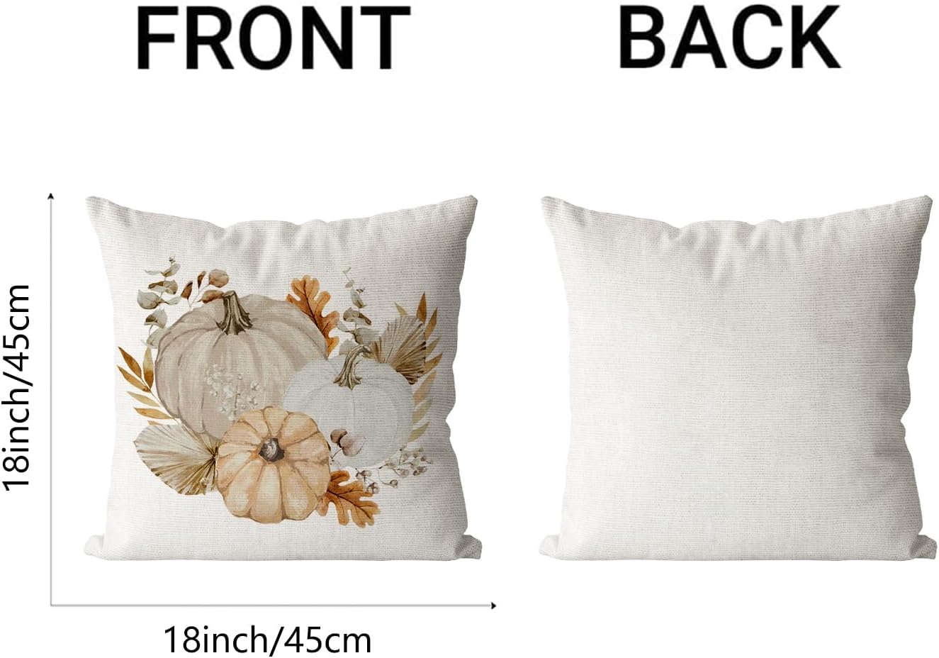 Juego de 2 fundas de almohada decorativas de otoño de 18 x 18 pulgadas, fundas de cojín de calabazas de otoño de lino sintético, granja, Acción de