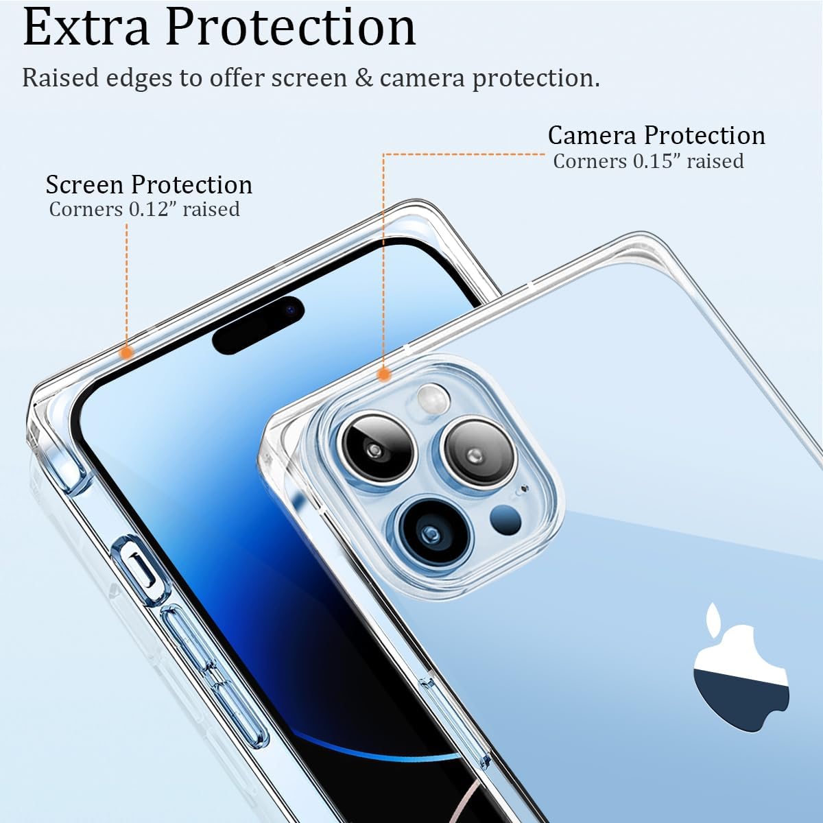 iDLike Funda cuadrada compatible con iPhone 15 Pro de 6.1 pulgadas, funda transparente con esquinas cuadradas reforzadas para iPhone, funda