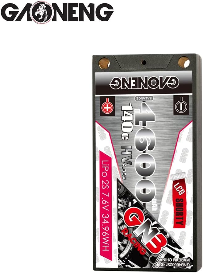 GAONENG HV GNB 4600MAH 2S 7.6V 140C 0.197 in Bullet Hard Case LCG Shorty Thin Super Shorty Hard Case RC LiPo Batería RC Coche 112 110