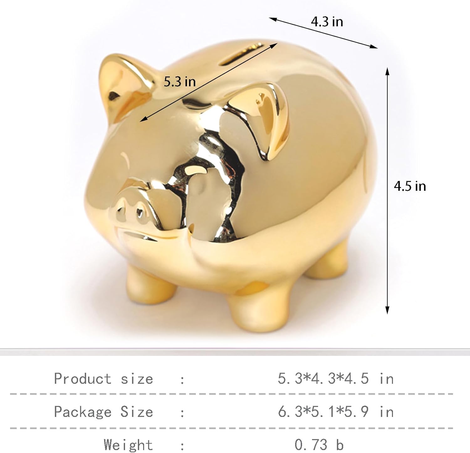 Banco de dinero de cerámica para niños, tarro de almacenamiento de monedas, tarro de cumpleaños (alcancía – dorado)