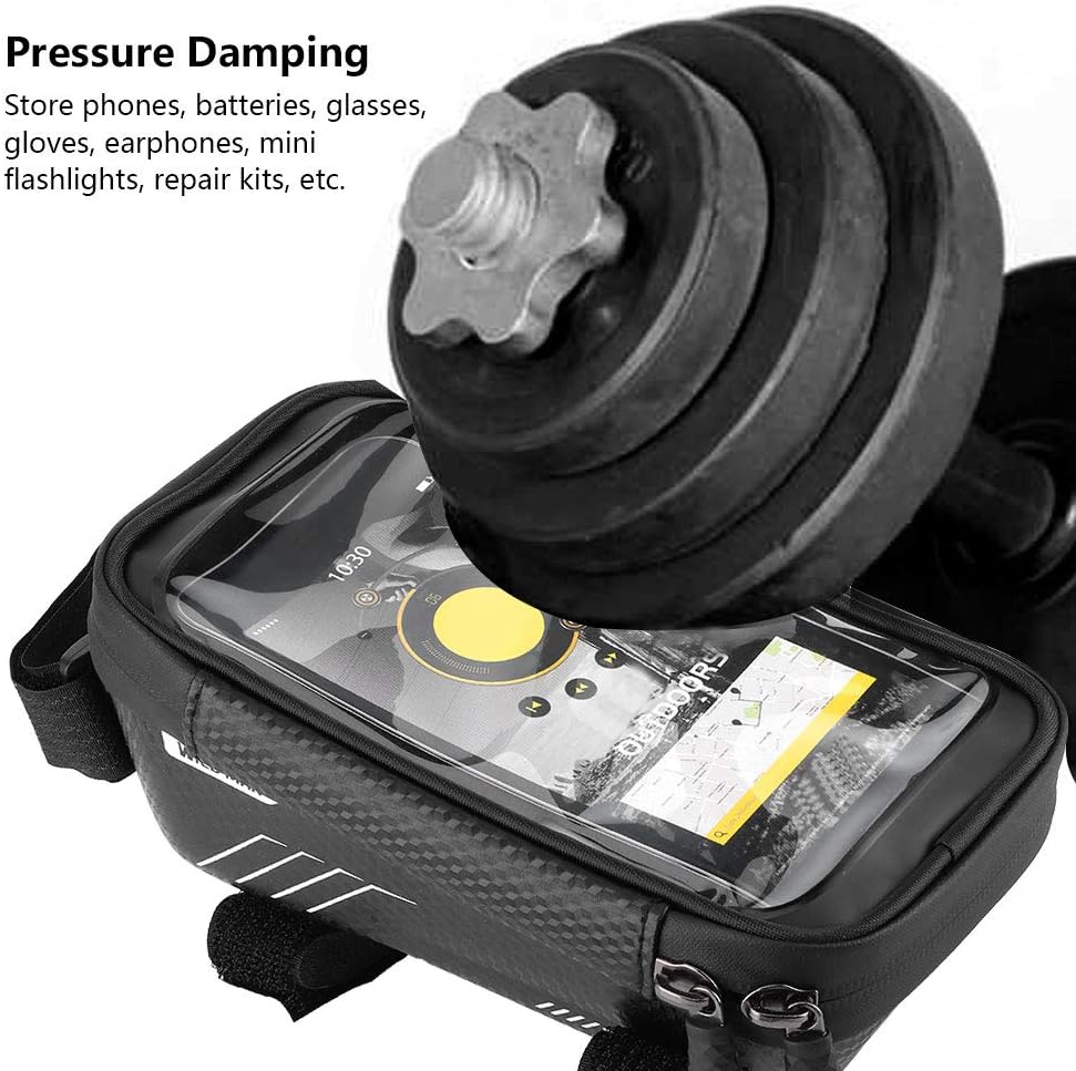 Bolsa de marco frontal para teléfono de bicicleta, resistente al agua, EVA, bolsa para manillar de bicicleta, soporte para teléfono Tpu transparente