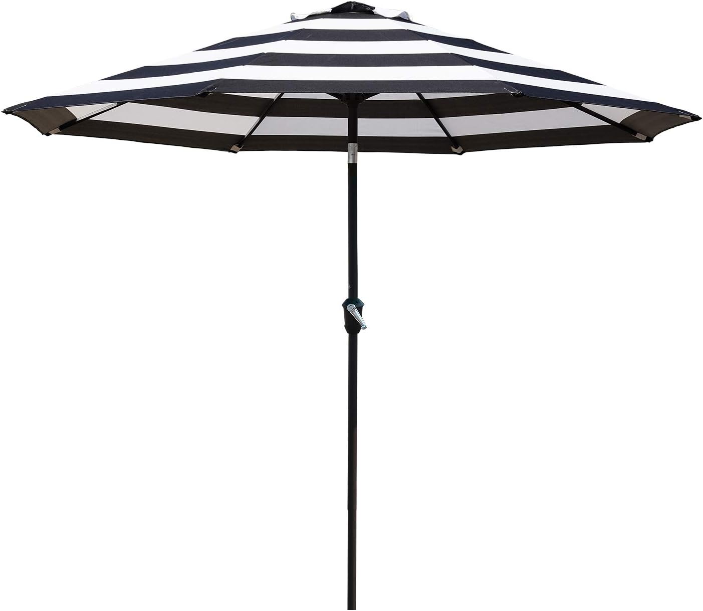 Grand patio Sombrilla de aluminio mejorada de 9 pies para patio, con protección UV, con manivela automática y botón de inclinación, color blanco y