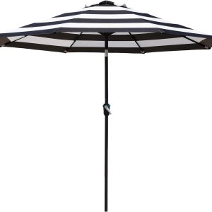 Grand patio Sombrilla de aluminio mejorada de 9 pies para patio, con protección UV, con manivela automática y botón de inclinación, color blanco y Grand patio Sombrilla de aluminio mejorada de 9 pies para patio, con protección UV, con manivela automática y botón de inclinación, color blanco y