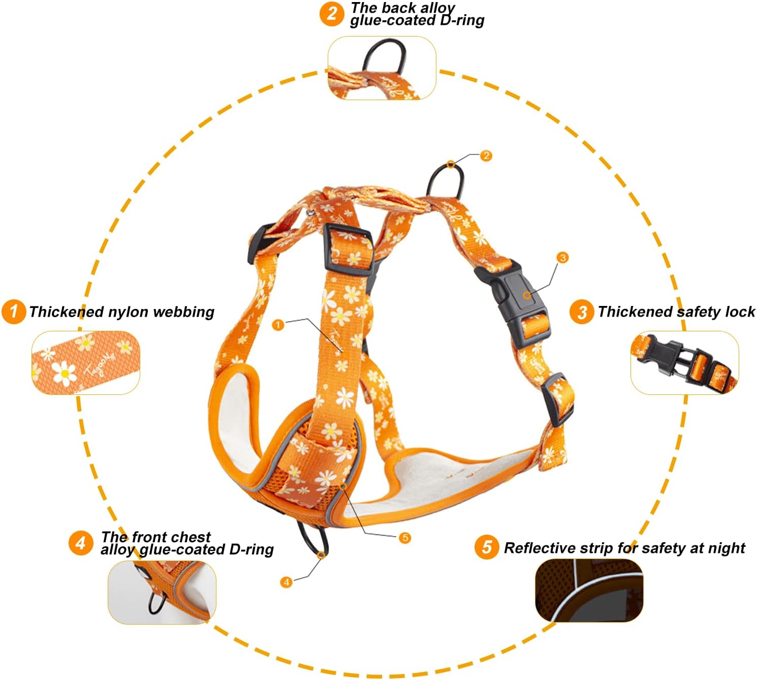 Juego de arnés y correa para perro, chaleco reflectante transpirable ajustable para perros pequeños, medianos, grandes y extra grandes para entrenar