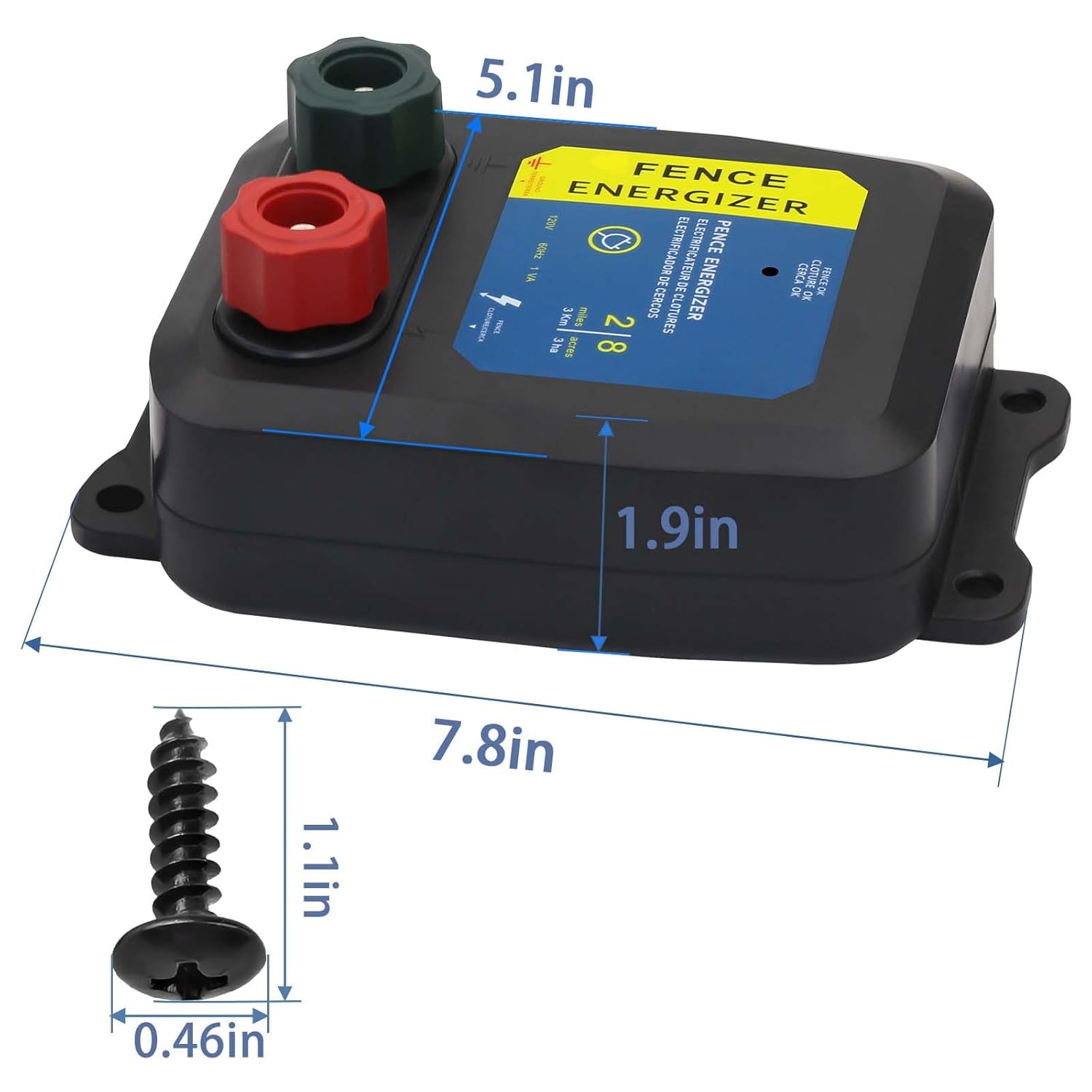 Electric Fence Energizer Plus 250, cargador eléctrico de valla PE2 0.10 julios, cargadores de valla de ganado para contener mascotas y mantener