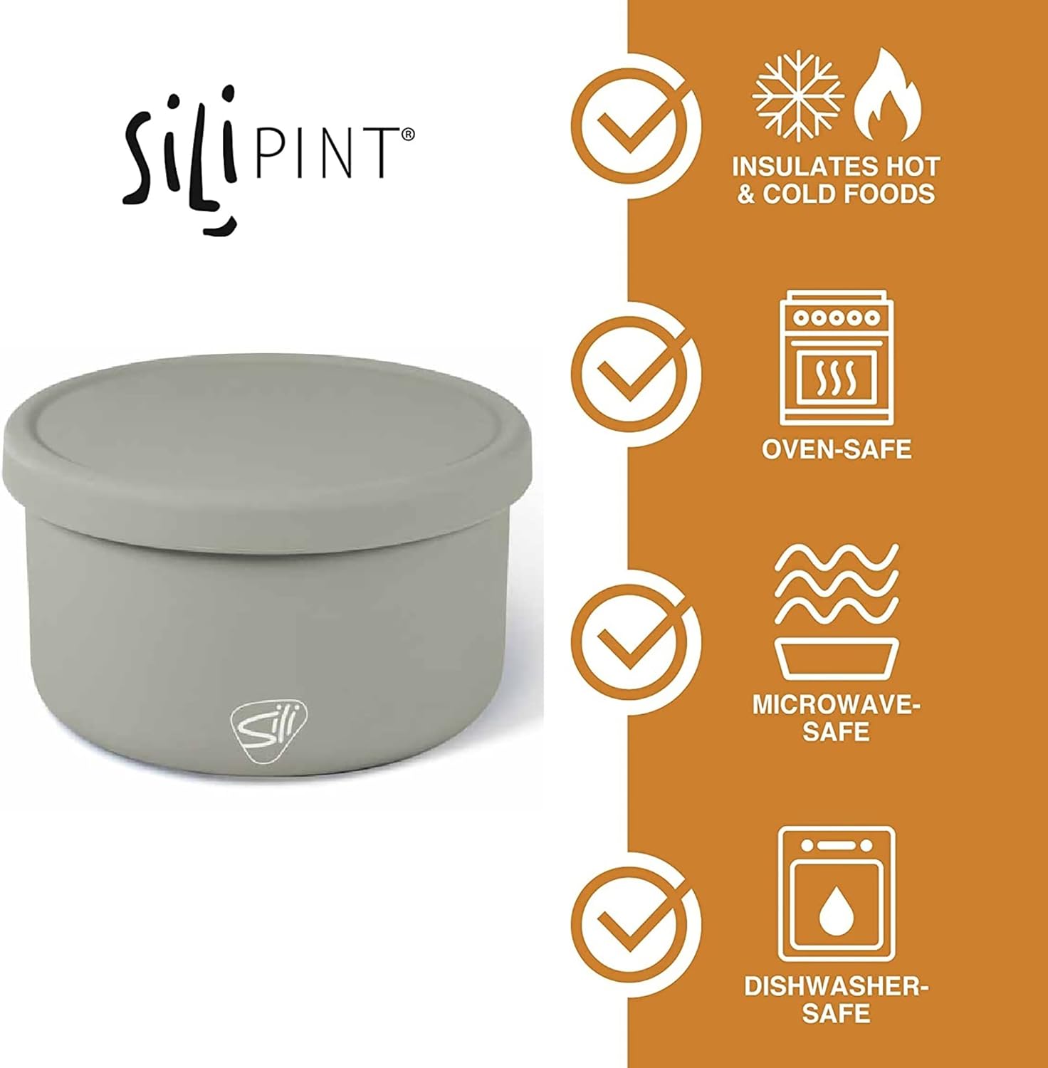Silipint Cuencos de silicona con tapa de 20 oz Paquete de 2 Piscina profunda y piedra lunar – irrompible, flexible, microondas-horno lavavajillas