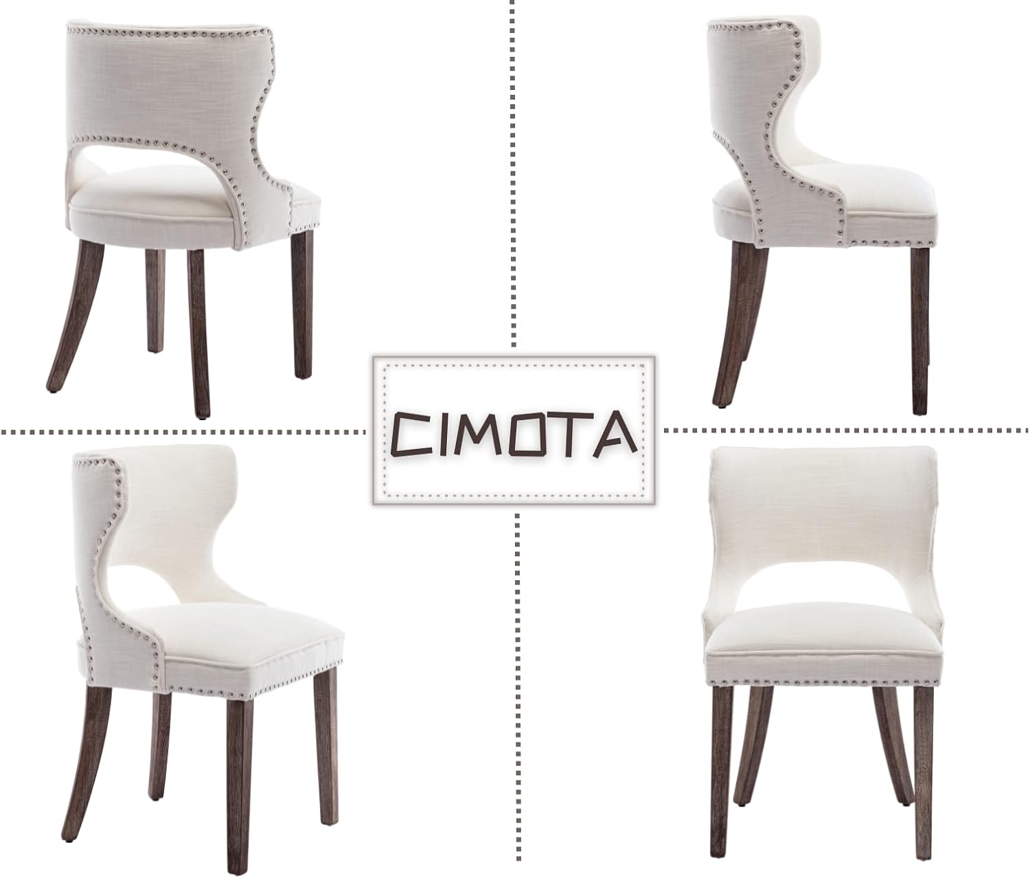 CIMOTA Juego de 2 sillas de comedor modernas de mediados de siglo, sillas de comedor tapizadas, cómodas sillas laterales sin brazos con respaldo