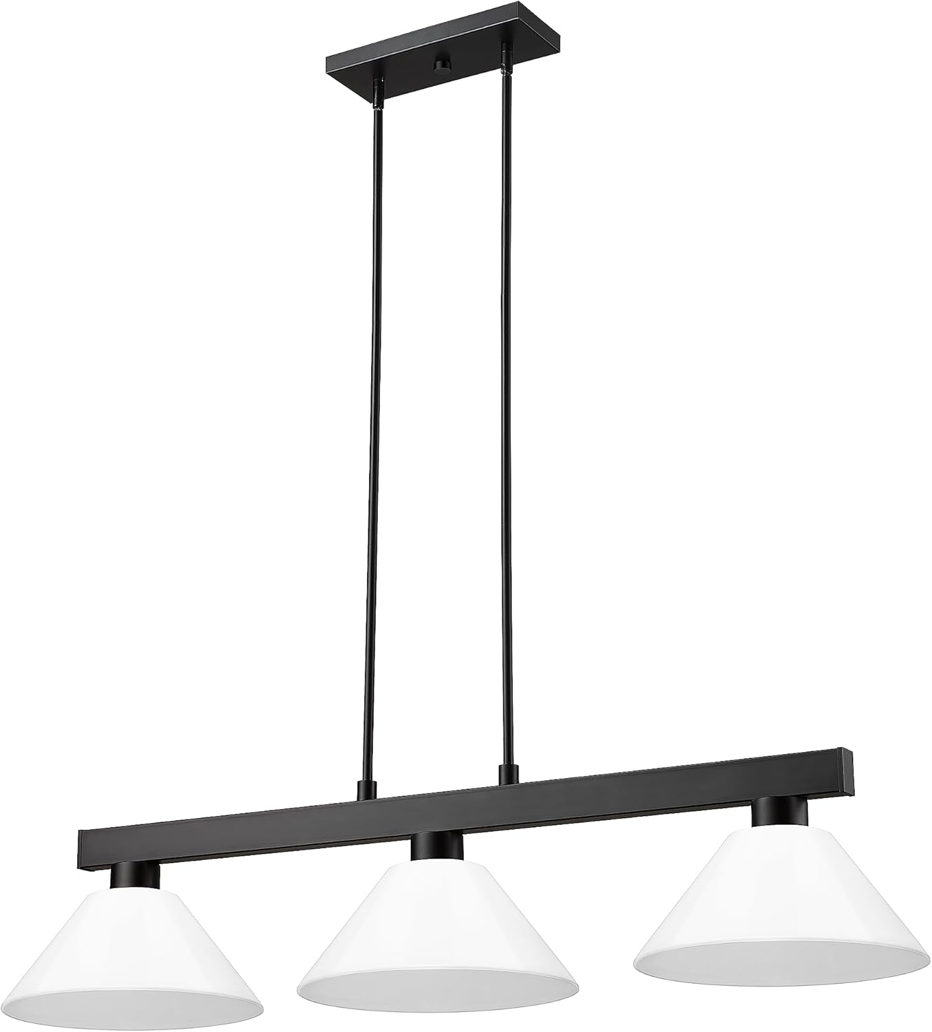 Cobalto – Billar de 3 luces con sombra, 8 pulgadas de alto y 14 pulgadas de ancho, acabado negro mate, color blanco