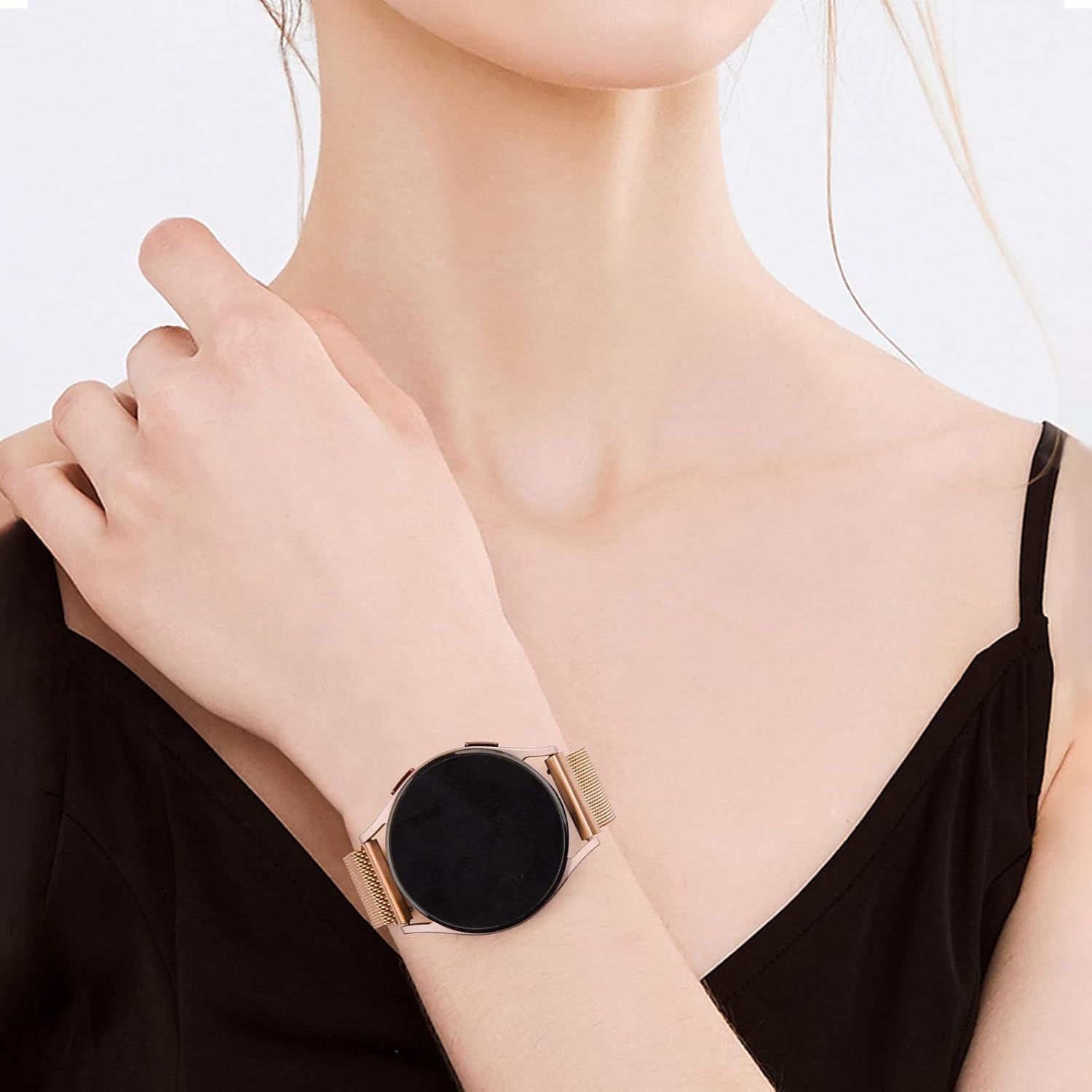 Amzpas Correa de reloj de metal de liberación rápida de 0.787 in 0.866 in, correa de reloj de acero inoxidable, correa de repuesto magnética de