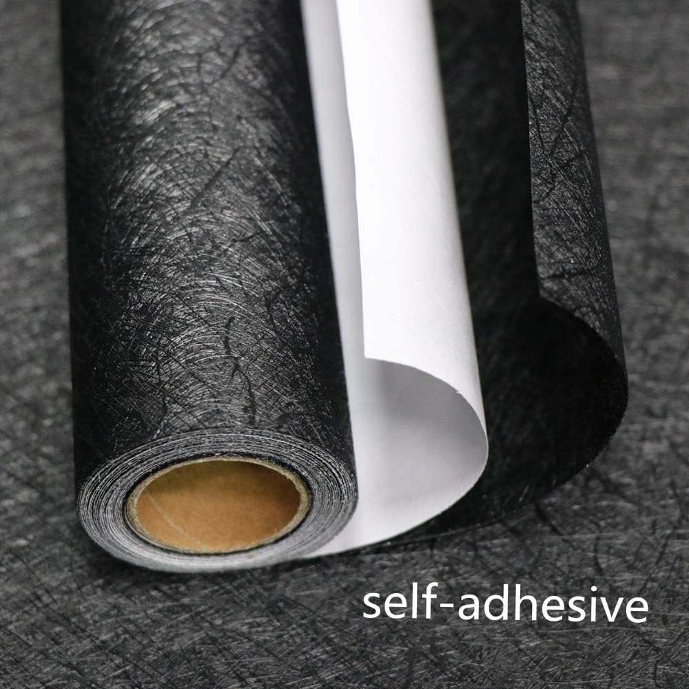 Papel tapiz de seda negro en relieve, autoadhesivo para despegar y pegar, 15.7 x 196.8 pulgadas, papel tapiz de cocina extraíble, papel tapiz de