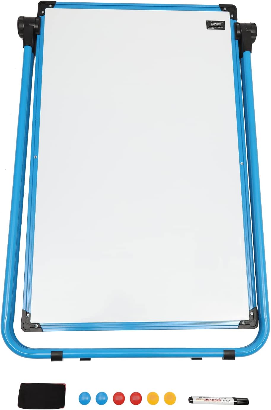 Caballete pizarra blanca de 36 x 24 pulgadas, de doble cara, magnética, de borrado en seco, caballete portátil, altura ajustable, soporte de