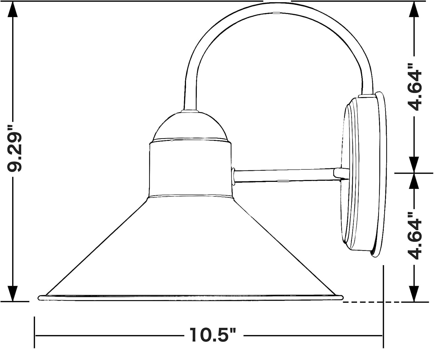 Lámpara de granero de cuello de cisne para exteriores, lámpara exterior clásica para montaje en pared, aplique de pared, luces de porche con acabado