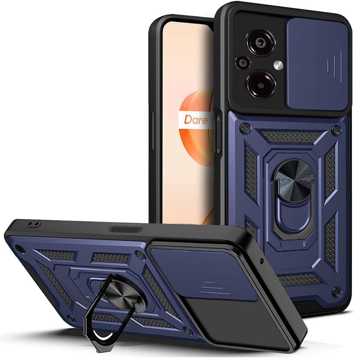 Ysnzaq Funda resistente a prueba de golpes de grado militar para Xiaomi Poco M5 6.58″, protección de lente de ventana deslizante con soporte
