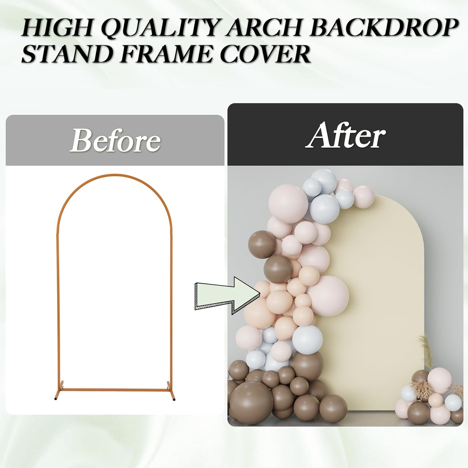 Cubierta de telón de fondo de arco beige  Cubierta de arco de boda beige de elastano para decoración de boda fiesta de cumpleaños (beige, 7.2 x 4