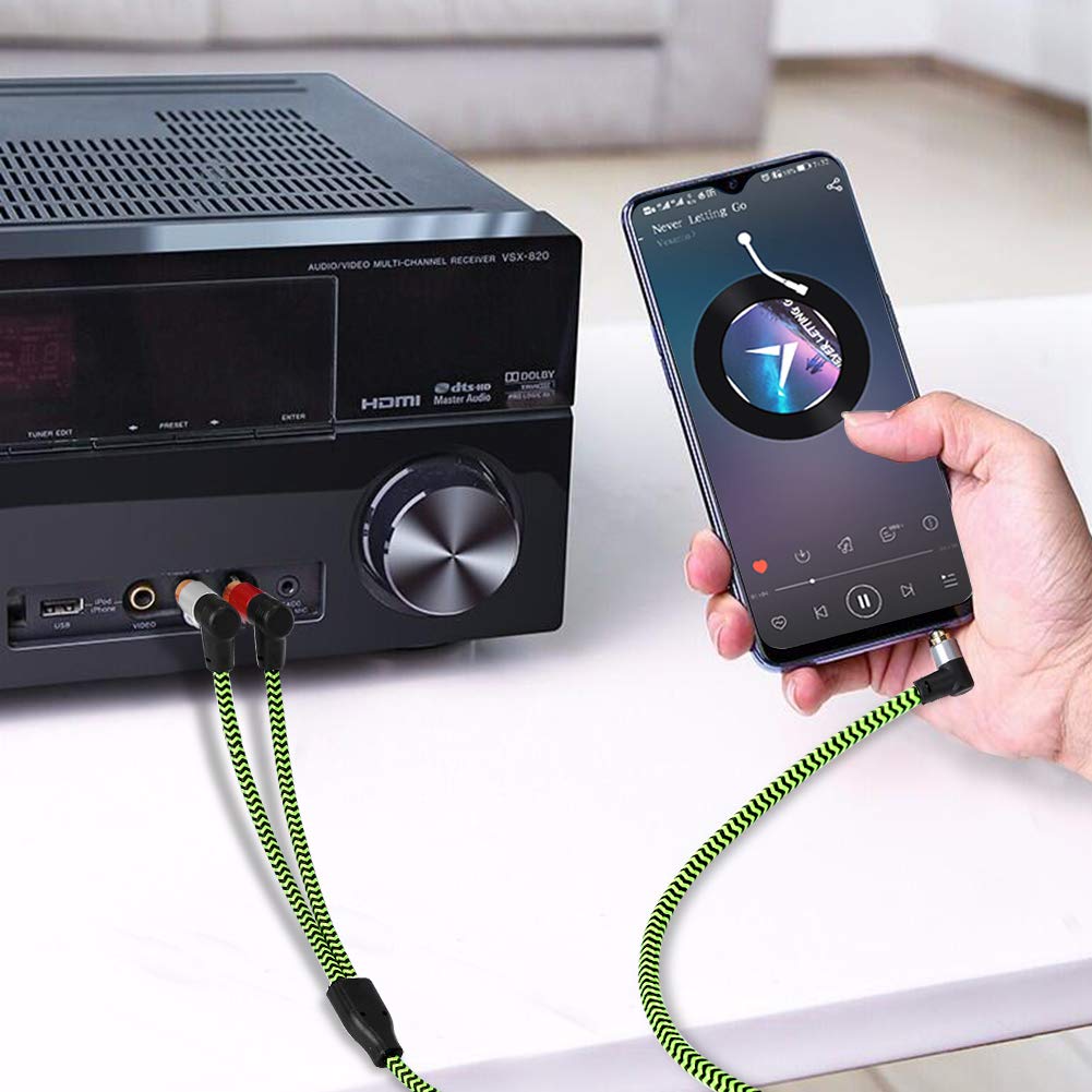 Cable de audio de 3.5 mm a 2 RCA, adaptador auxiliar, cable divisor estéreo, cable auxiliar RCA en Y para smartphone, altavoces, tableta, televisión