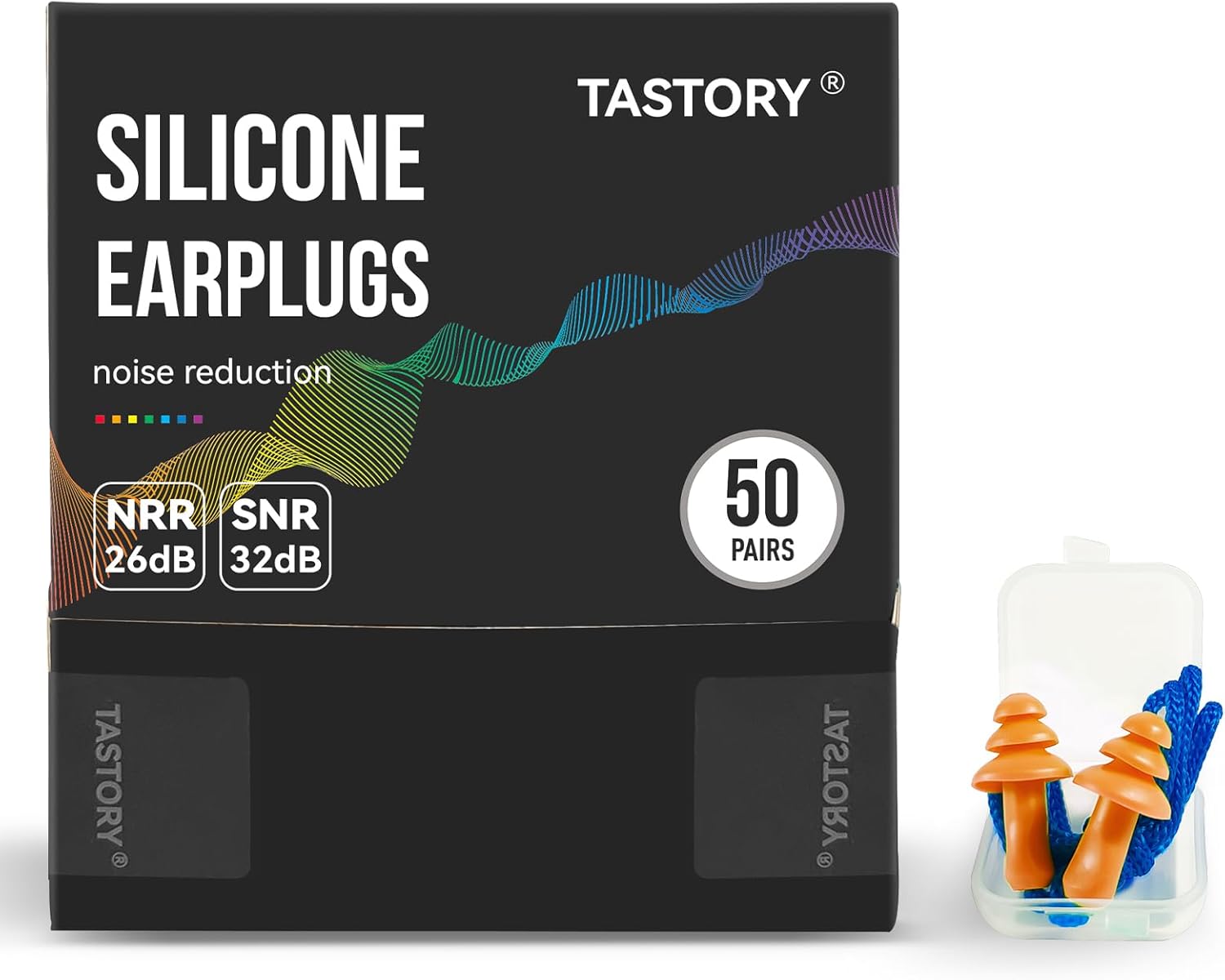 Tapones de silicona para los oídos, 50 pares de tapones reutilizables con cable de 32 dB para protección auditiva, tapones desechables para los