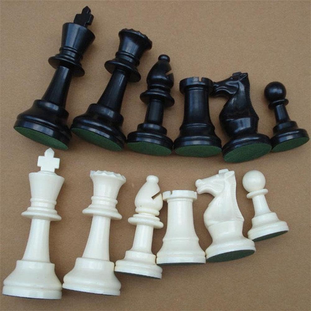 Juego de piezas de ajedrez portátil de plástico juego de ajedrez internacional juego completo de ajedrez negro y blanco para adultos y niños