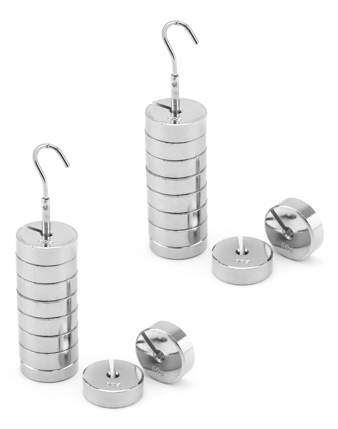 QWORK 2 juegos de pesas ranuradas, juego de 9 piezas de masa ranurada con perchas – 9 pesos (1.76 oz) – 17.64 oz