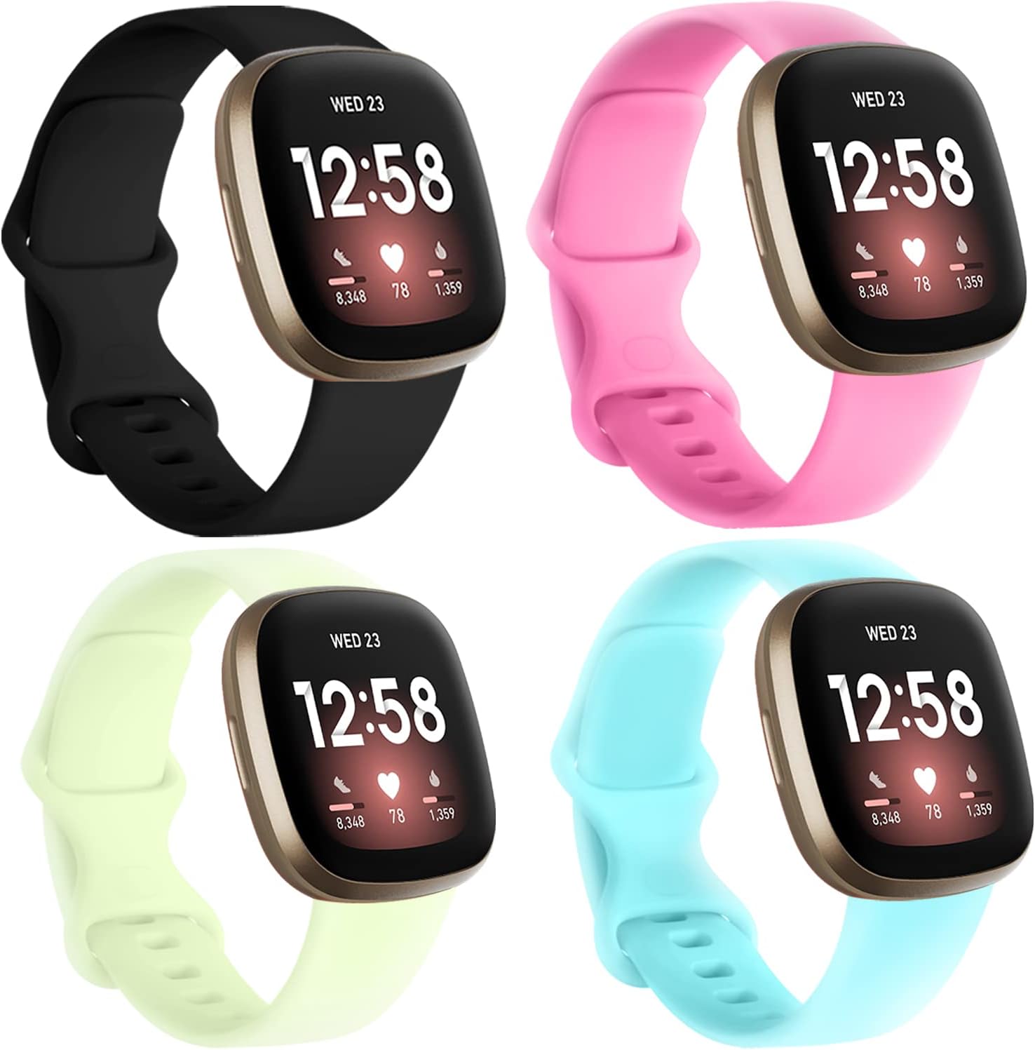 Dirrelo Correa de reloj compatible con Fitbit Versa 3 Sense para hombres y mujeres, correa de repuesto luminosa y suave para reloj inteligente Versa