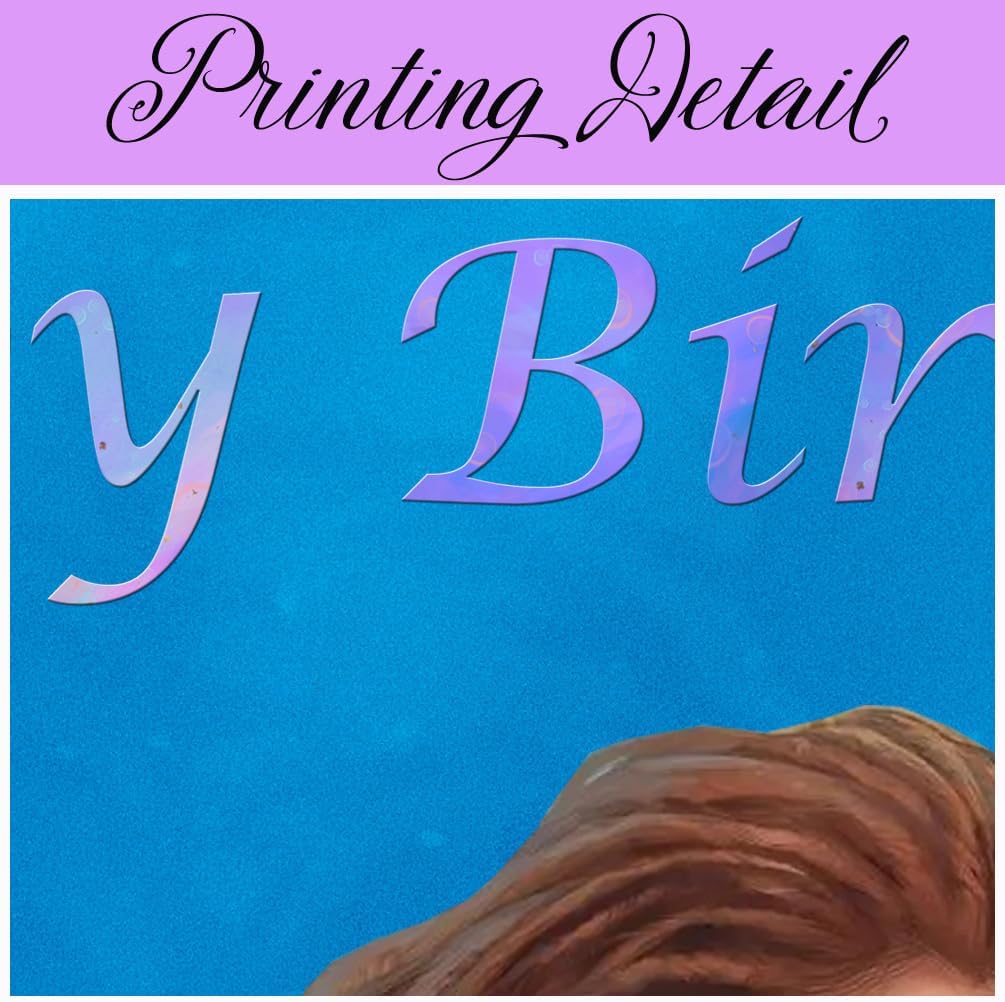 Telón de fondo de cumpleaños de sirena de Ariel negro 2023 bajo el mar, fondo de película para mesa de pastel, 7 x 5 pies, 164