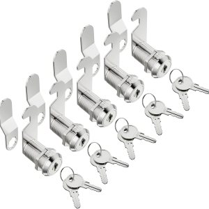 Juego de 5 cerraduras de leva para gabinete, paquete de 5 cerraduras de leva cilíndrica con llave igual, buzón de correo, cajón de archivos, Juego de 5 cerraduras de leva para gabinete, paquete de 5 cerraduras de leva cilíndrica con llave igual, buzón de correo, cajón de archivos,