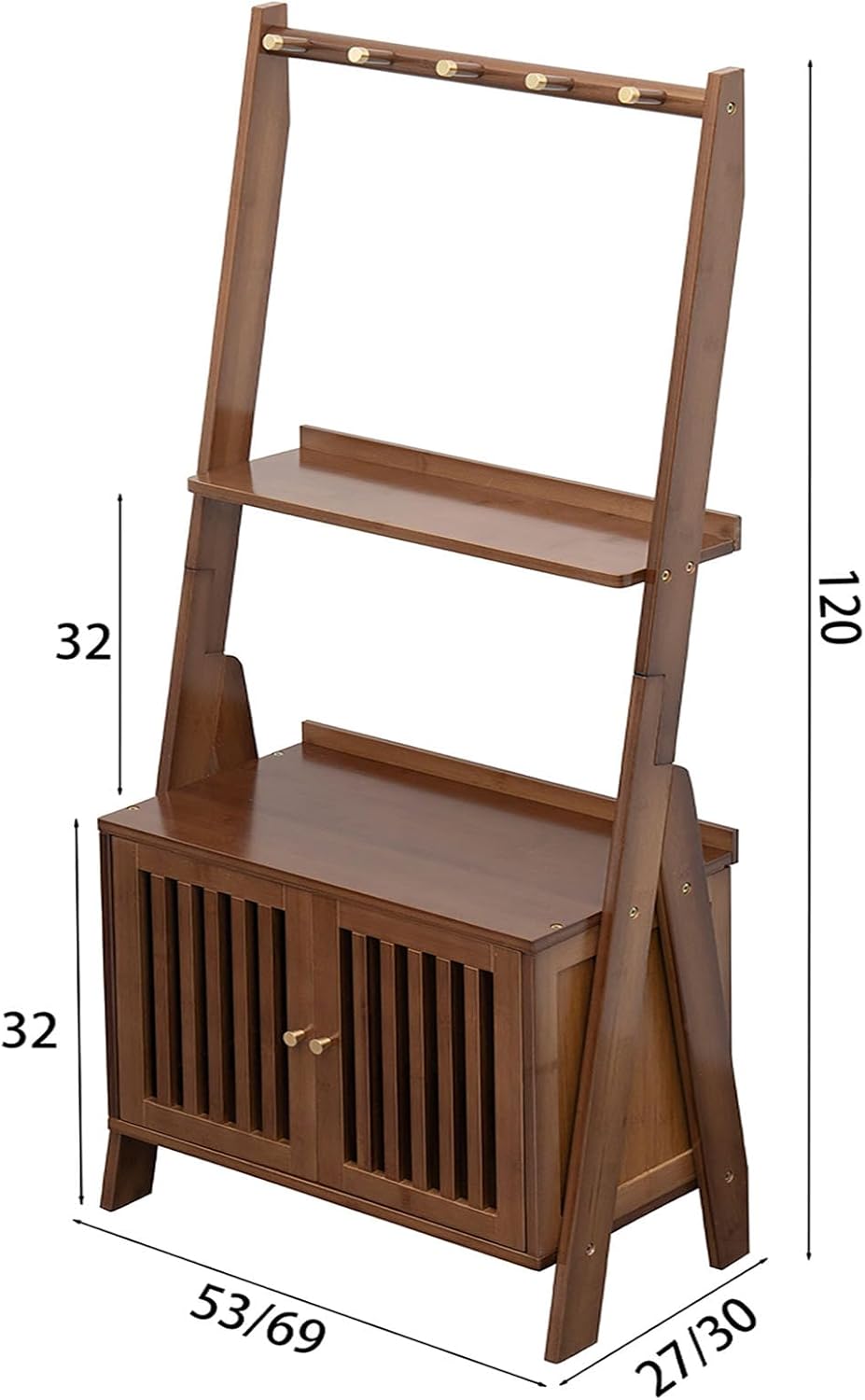 K KELBEL Estante de escalera de bambú moderno, estantería alta de madera, estantes de pared inclinados, estantes de almacenamiento abiertos para