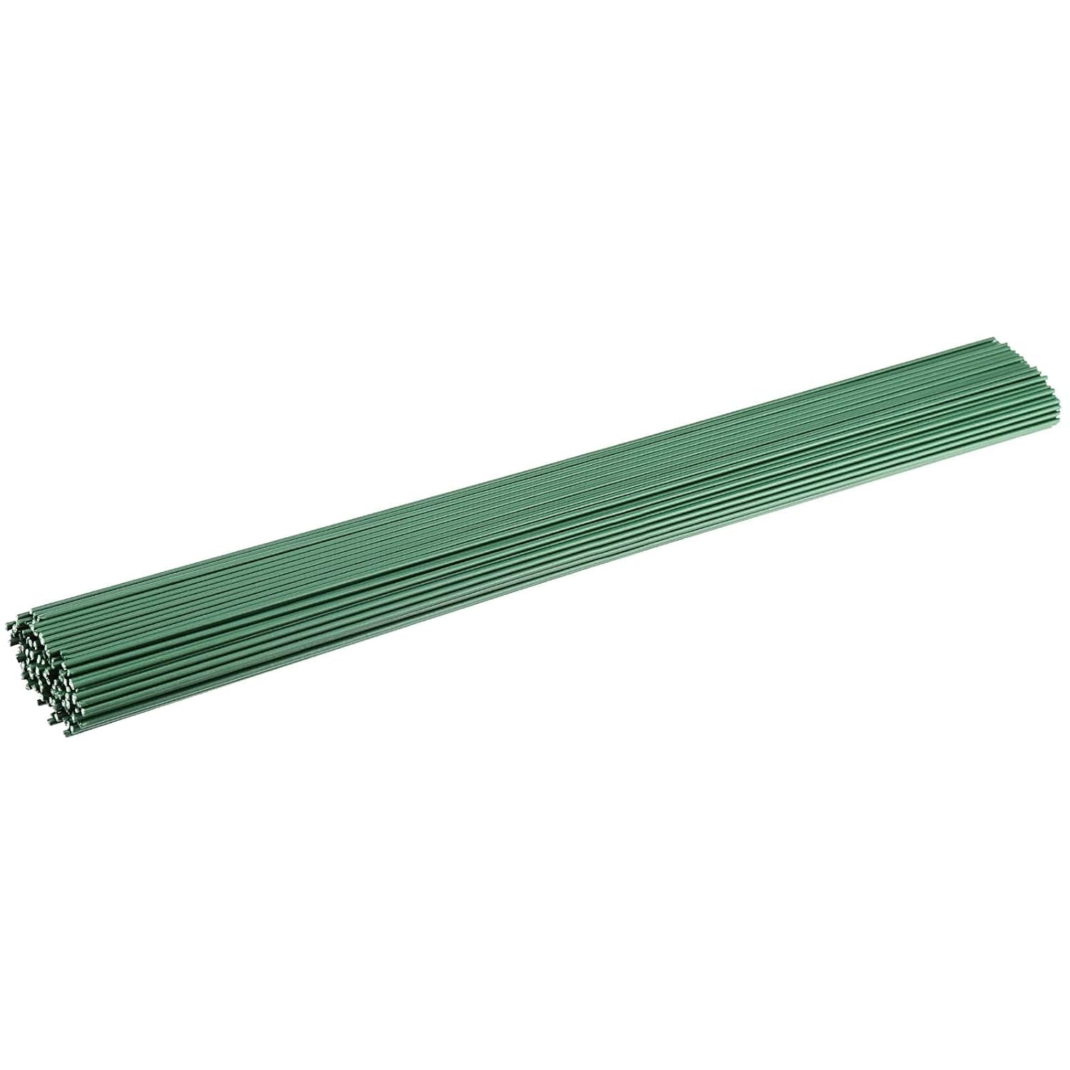 300 tallos florales de 16 pulgadas, tallos florales de calibre 2 para manualidades, corona de alambre y arreglos florales, verde oscuro