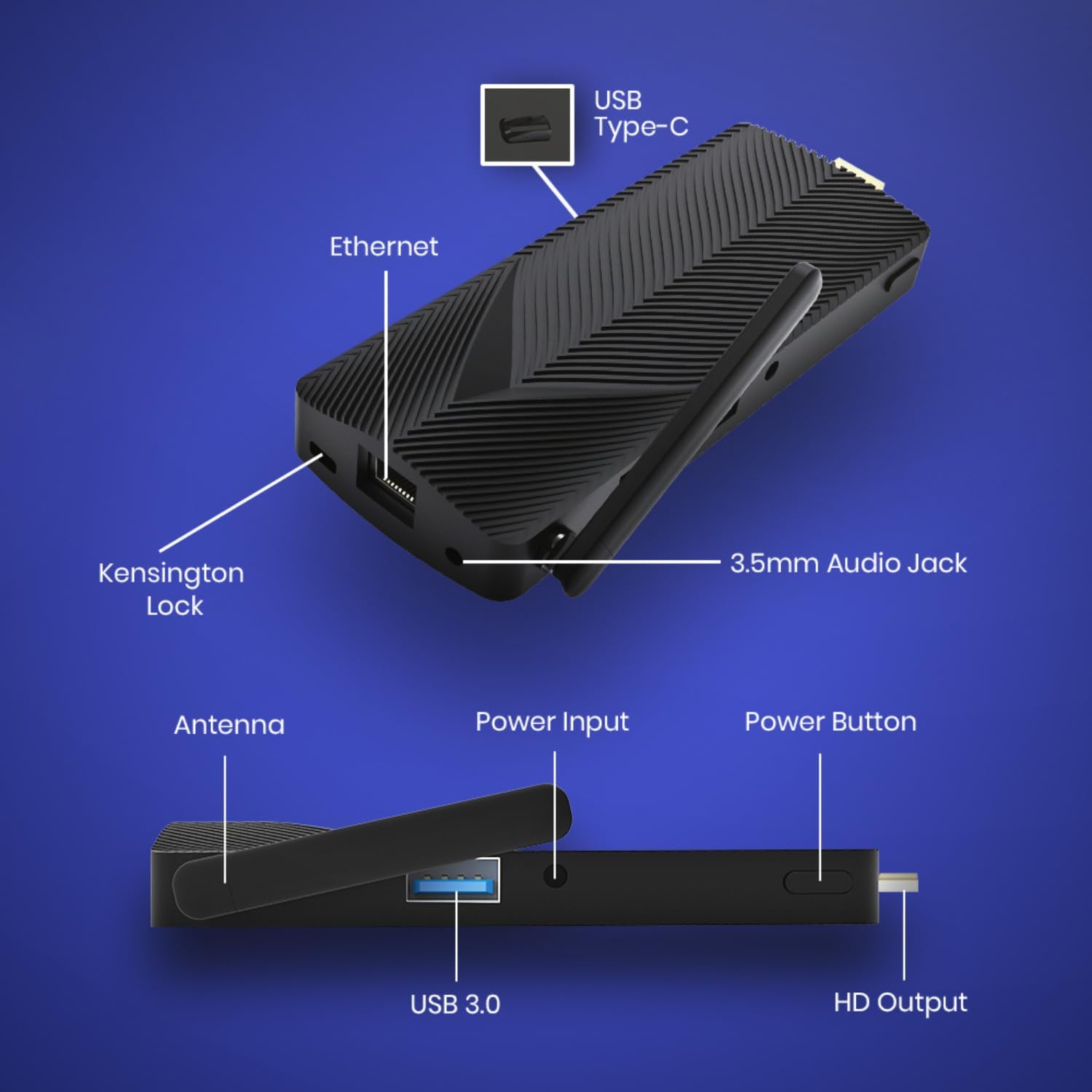AZULLE Access4 Essential Mini PC Stick con Windows 11 Pro, 4 GB64 GB – Negocios y hogar, potente computadora portátil con puerto Ethernet –