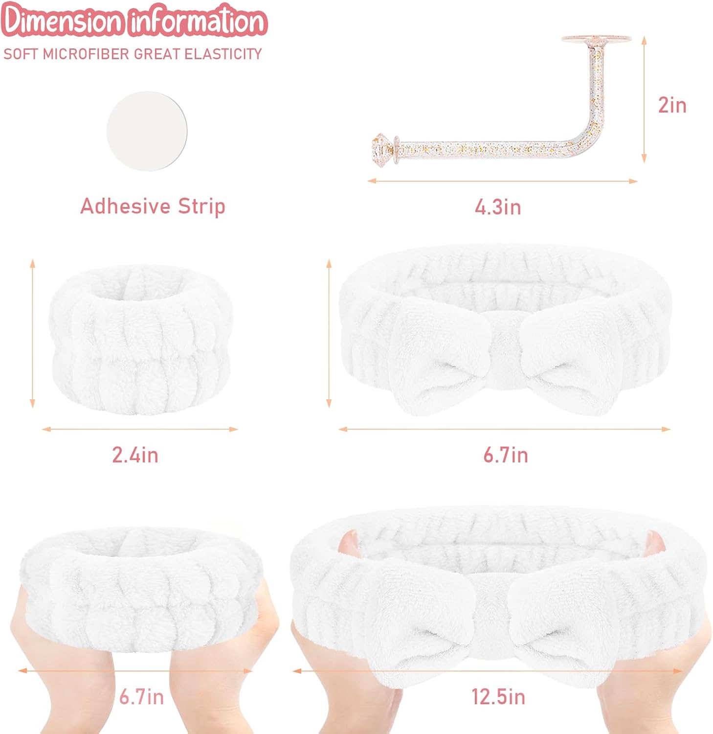 Juego de 2 diademas y muñequeras para lavado de cara, toallas de muñeca para lavar la cara con soporte, pulseras de microfibra para lavar la cara,