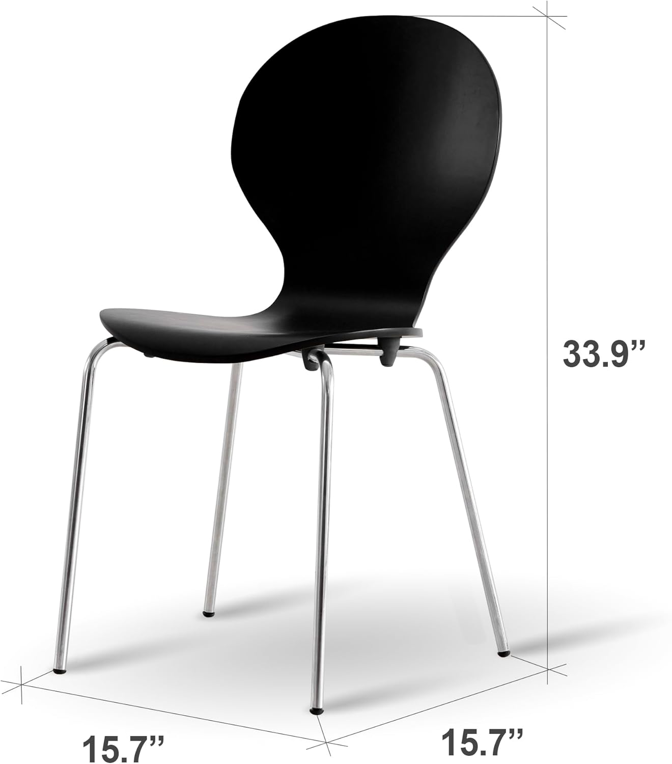Livinia No.9 – Juego de 2 sillas de comedor de madera modernas de mediados de siglo, contemporáneas, apilables, de madera curvada, para interior de