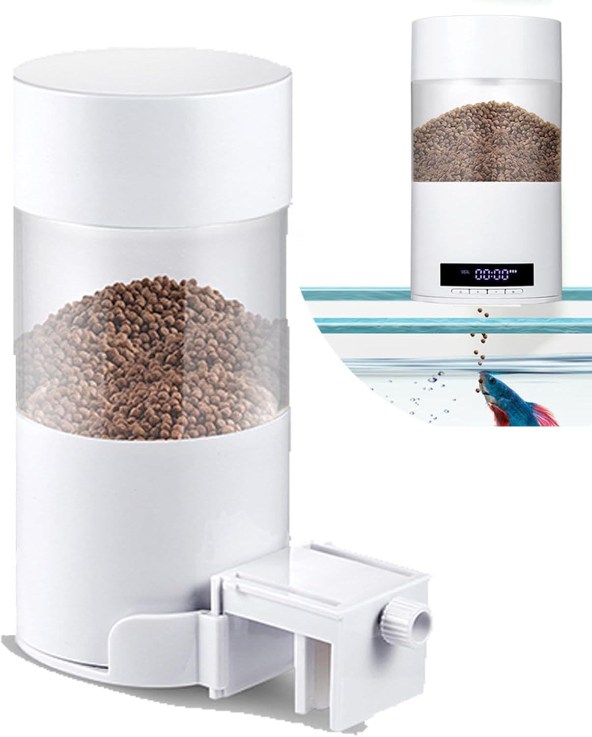 Alimentador automático de peces para acuario, dispensador automático de alimentos para peces recargable para pecera, temporizador de alimentador de