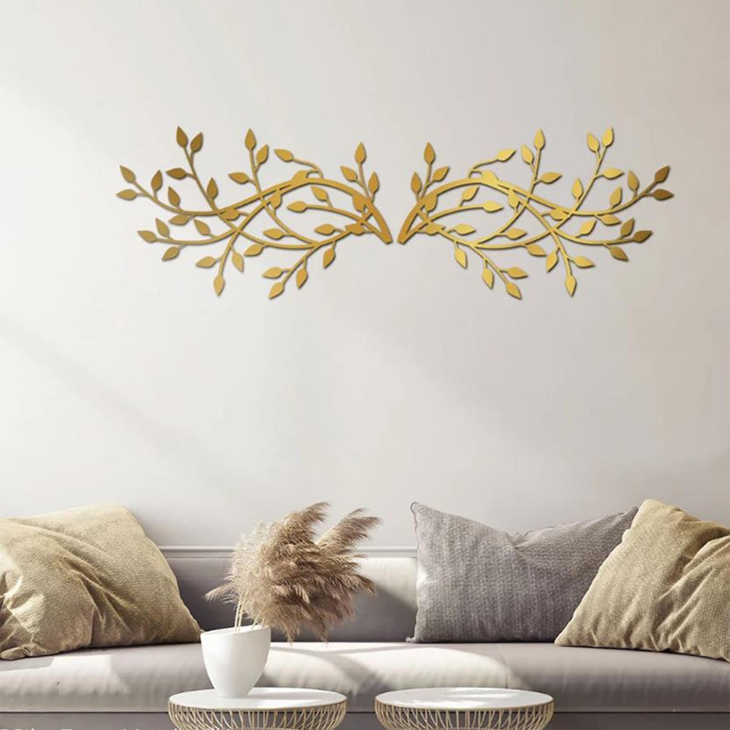 DoMyfit Decoración de pared de hoja de árbol de metal, esculturas de hierro forjado, rama de olivo, hoja de árbol de ala para colgar en la pared,