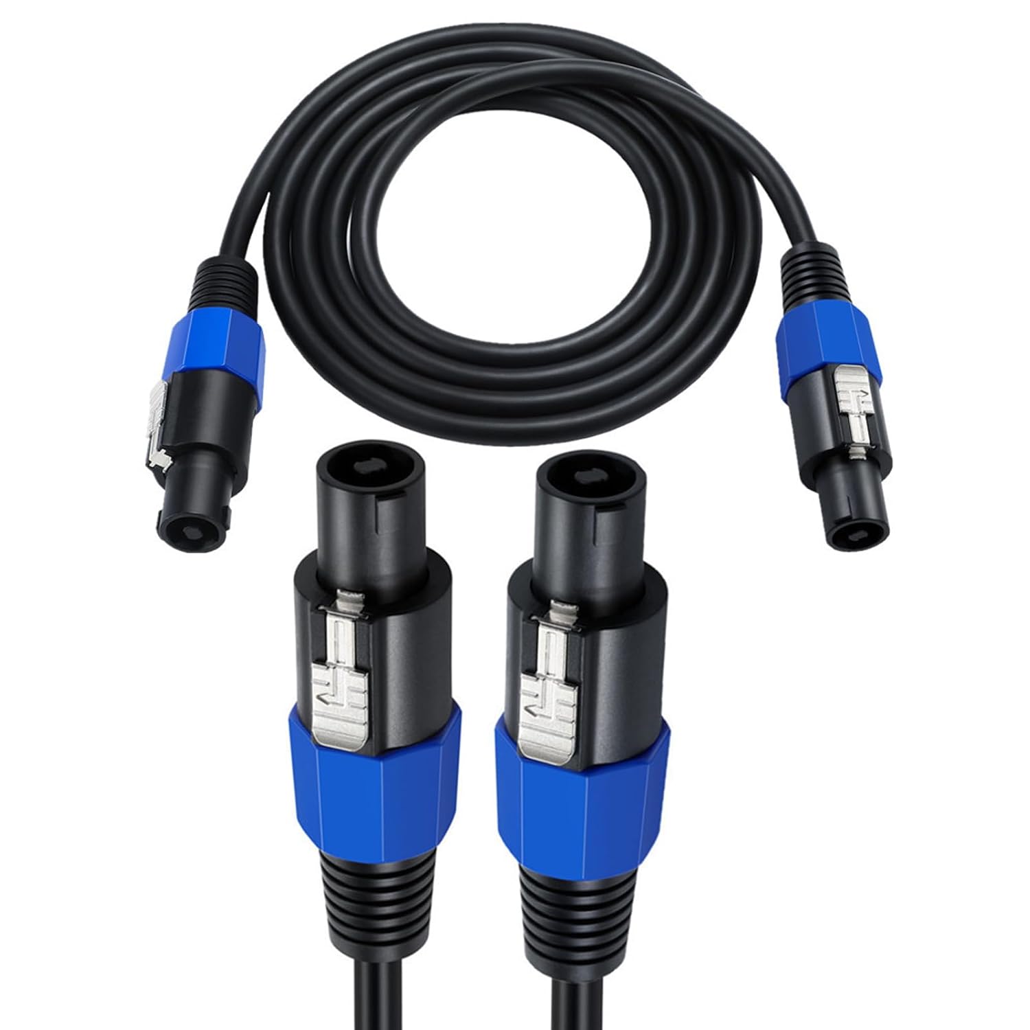 AWADUO Cables Speakon a Speakon, cable de audio profesional de 12 AWG macho a macho, cable de altavoz DJ con conexión de bloqueo giratorio y