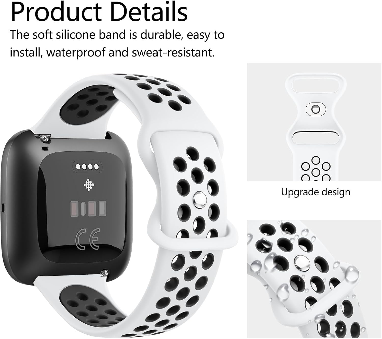 Vancle Correas de silicona compatibles con correas de reloj Fitbit Versa 2 para mujeres y hombres, correas de repuesto deportivas suaves y