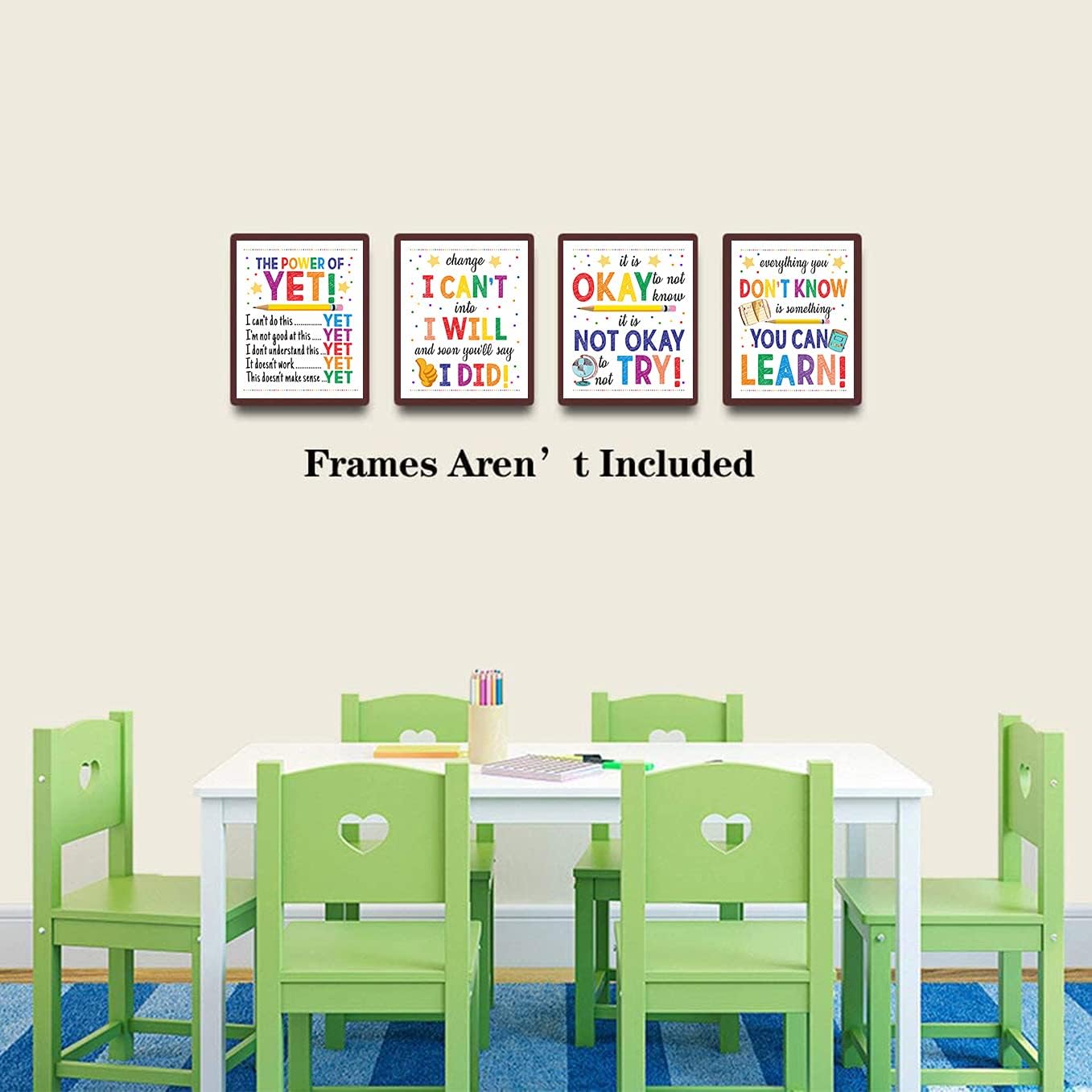 Arte de pared con mentalidad de crecimiento, arte de pared motivacional, citas inspiradoras, arte de pared con frases motivacionales, sin marco.