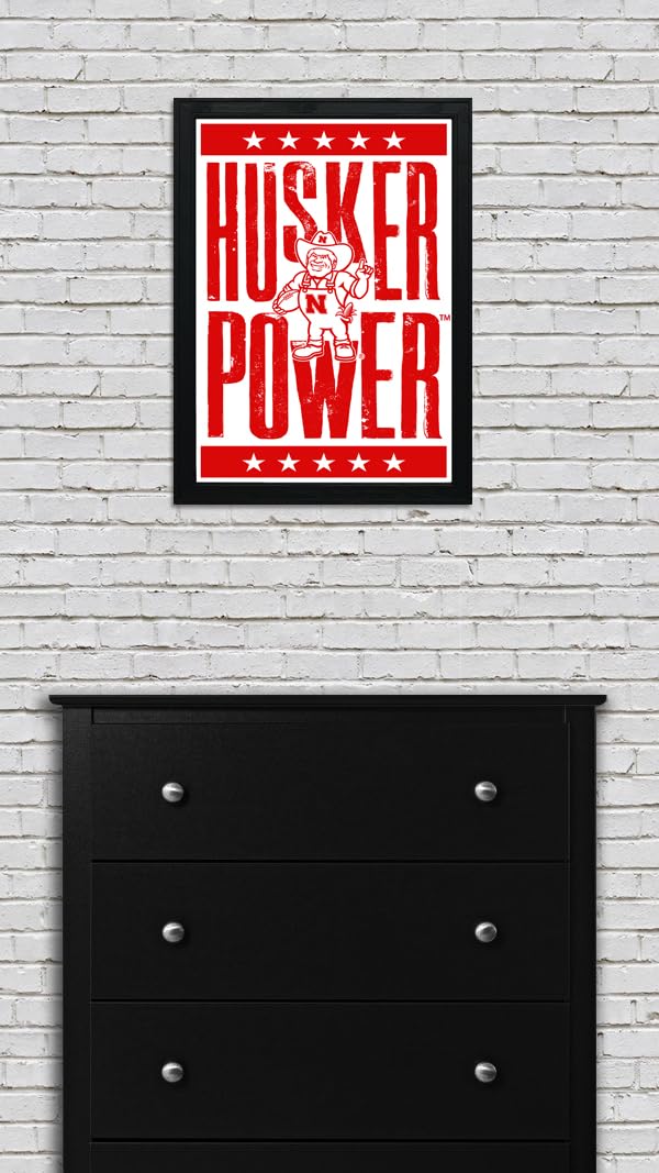 Nebraska Cornhuskers Gift – Husker Power Letterpess Poster – Officially Licensed Art Print – 13×19″ – Husker Gift (No Frame)