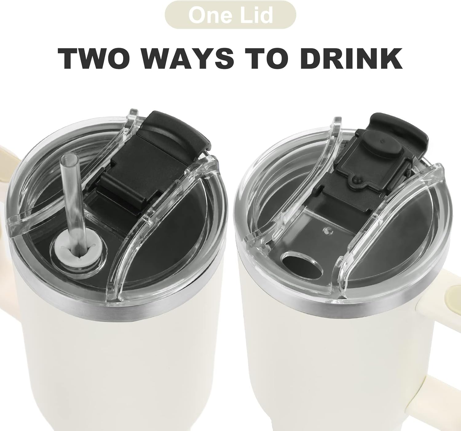SOOZELEN – Vaso de 40 onzas con asa y tapa con popote, taza de viaje aislada, doble pared mantiene las bebidas frías y el calor durante mucho tiempo