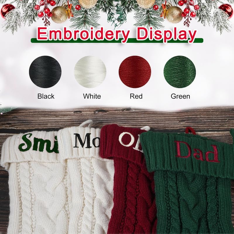 Takezuaa Medias de Navidad personalizadas con nombre personalizado de 18 pulgadas, medias de Navidad grandes de punto para chimenea, calcetines de