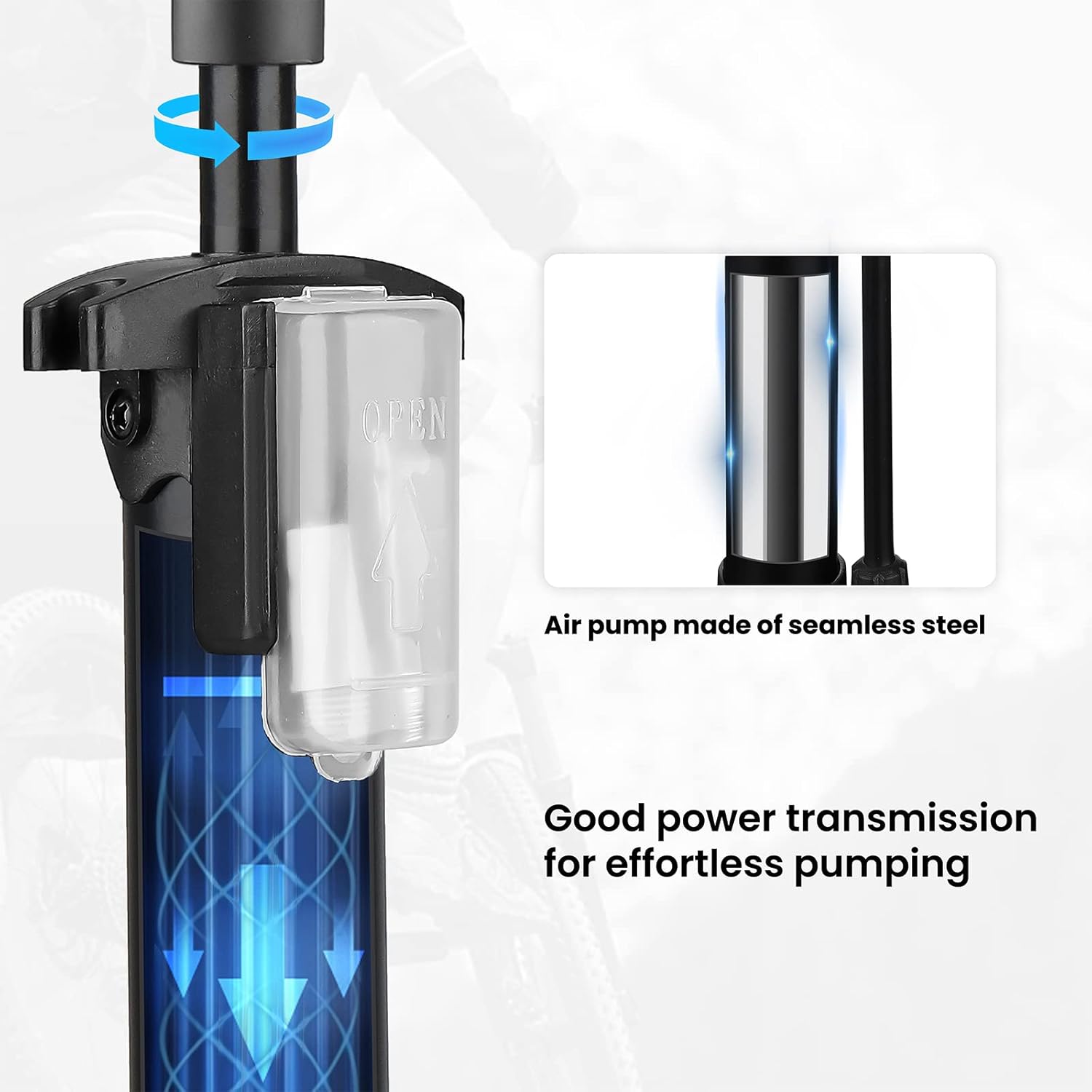 Hycline Bomba portátil para bicicleta de piso bomba de neumáticos de bicicleta – Bombas de aire de alta presión de 150160 PSI con válvula Presta y