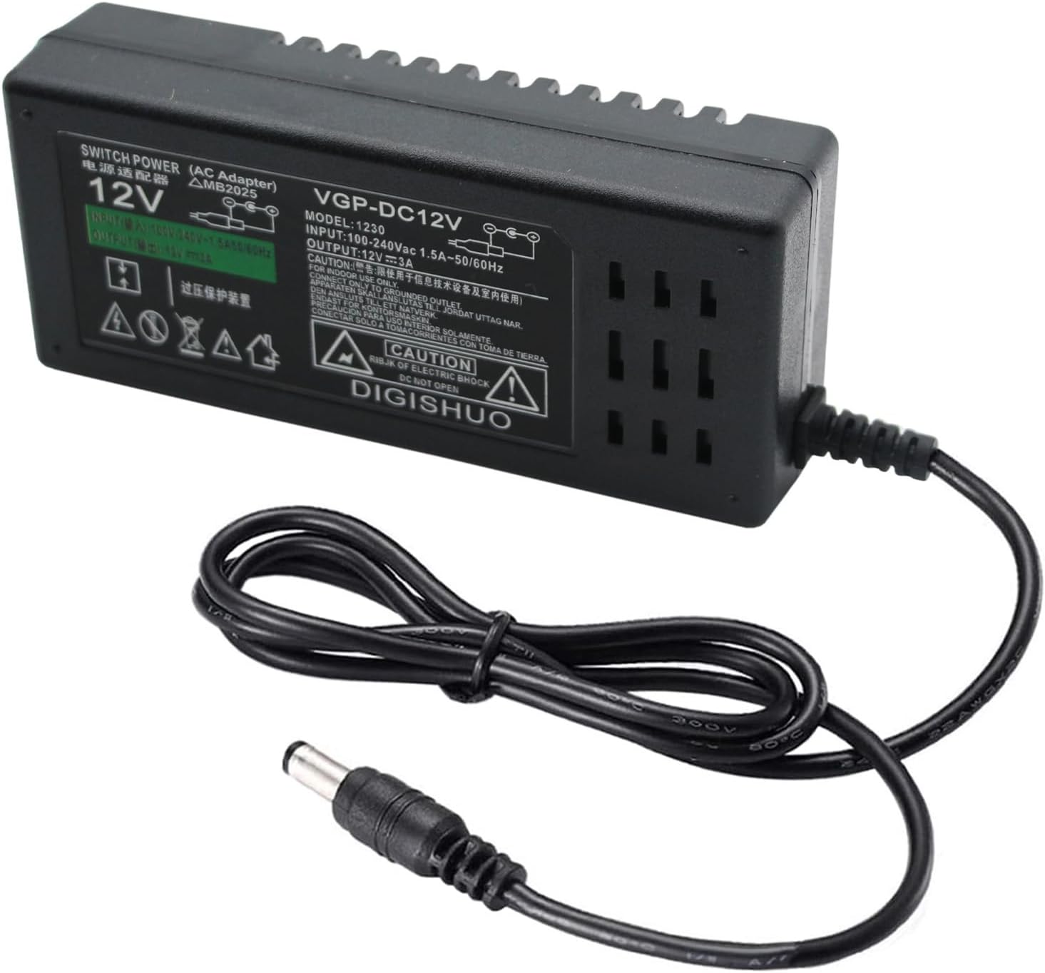 DIGISHUO Adaptador de fuente de alimentación DC 12V 3A 36W Interruptor transformador AC 110V220V a DC 12V 3amp Convertidor de conmutación