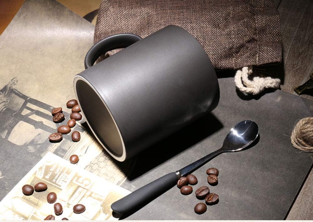 Smilatte – Taza de café de porcelana negra mate de 11 onzas, taza clásica de cerámica con Hanlde para té de capuchino con leche, negro mate