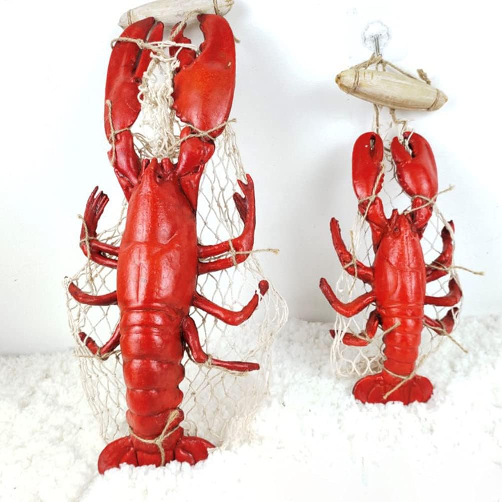 BESPORTBLE Decoración de langosta de cangrejo de cangrejo de langosta roja, escultura náutica de pared de resina, colgante de decoración de pared