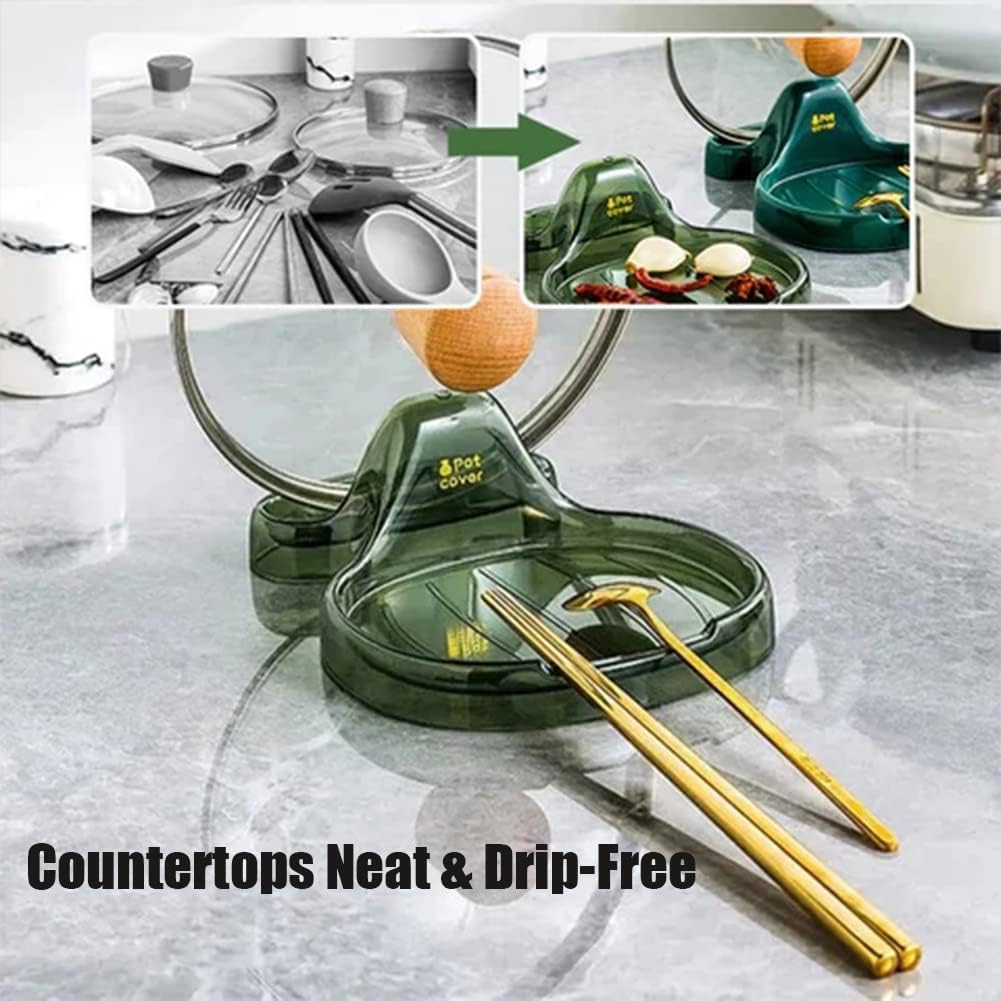 Soporte multifunción para espátulas de cocina, soporte para cucharas con soporte para tapa, espátula de cocina multifunción, soporte para espátulas