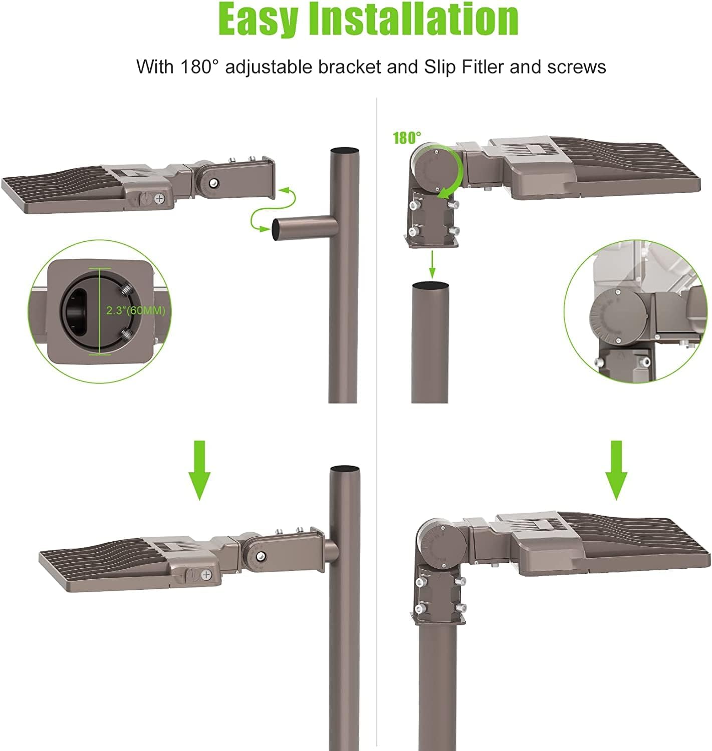 Luz LED de estacionamiento de 480 V 150 W, 22500LM LED comercial Shoebox Pole Lights Slip Fit Mount Flood Lights 5000K IP65 Área al aire libre Sport