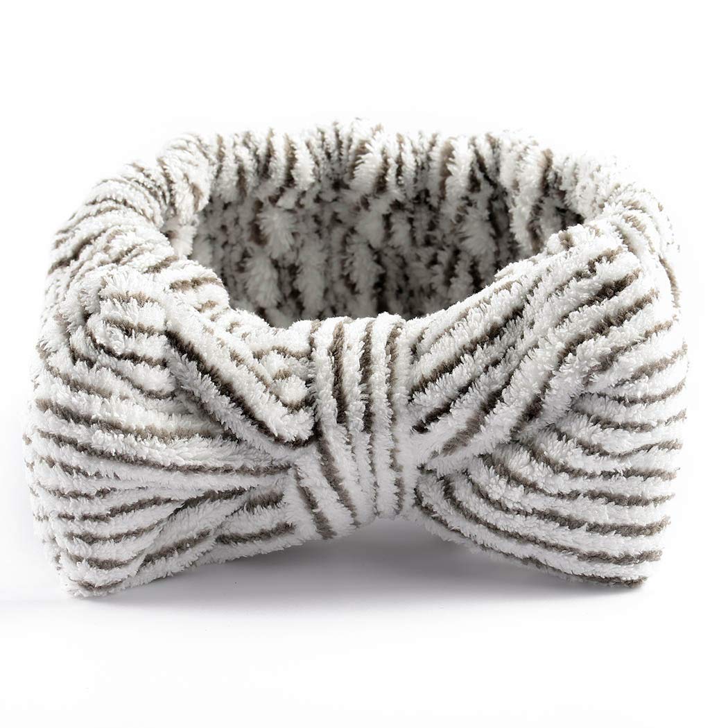 Aceorna Bandas para el pelo con lazo a rayas, diademas de spa, para maquillaje facial, bandas para el cabello de forro polar suave, diadema para