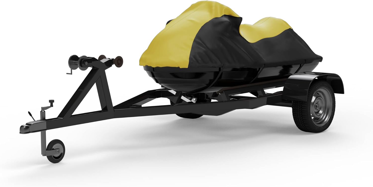 Funda impermeable para moto acuática compatible con SEA DOO RXP-X 2007-2010, color amarillonegro, remolcable, protege de la lluvia, el sol y mucho