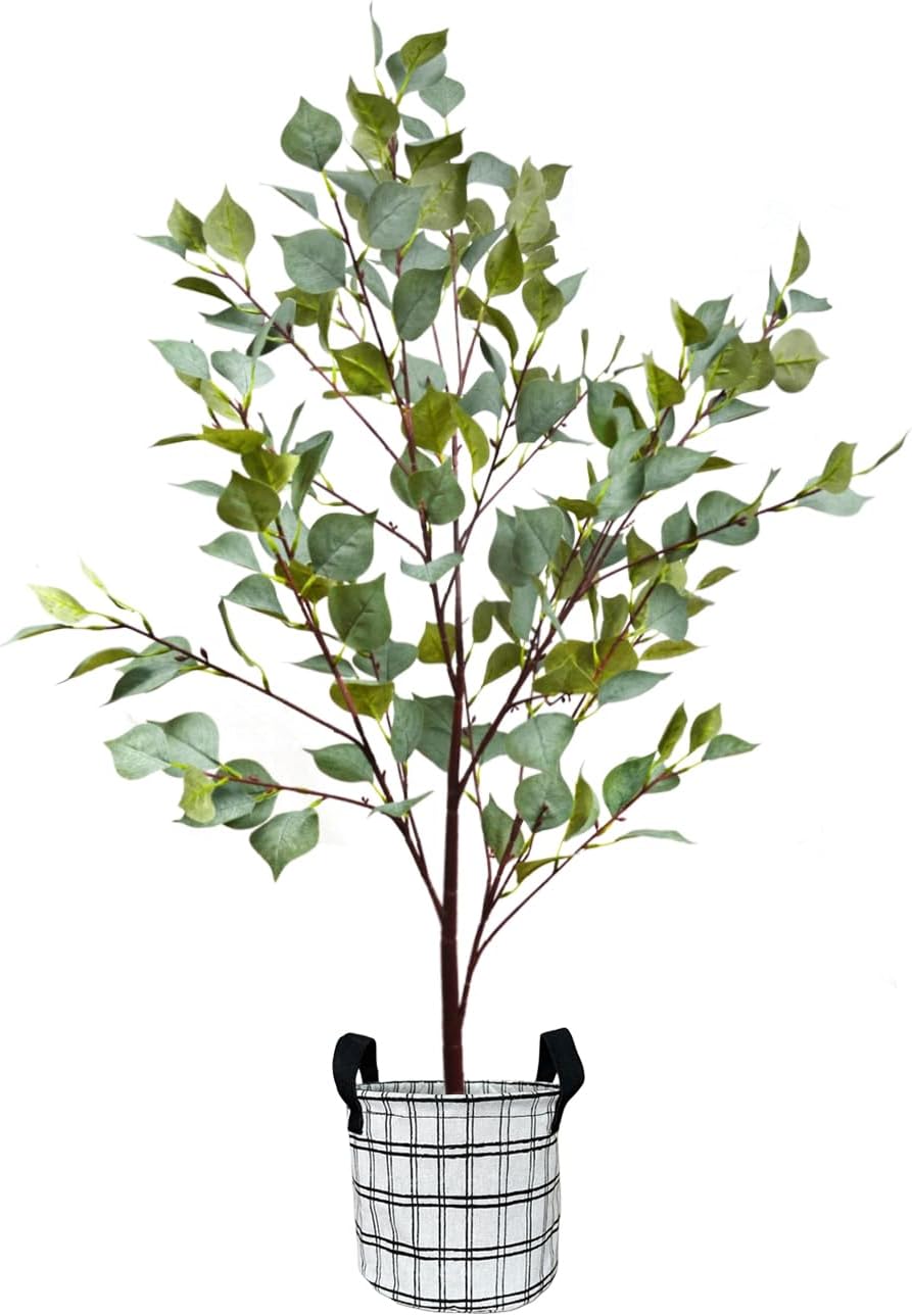 Planta de eucalipto artificial de 43 pulgadas de alto, árbol de imitación al tacto para decoración de interiores en el hogar, oficina, centro