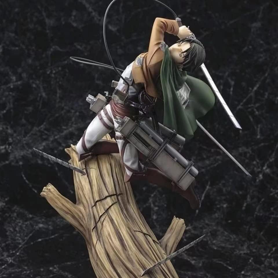 QAHEART Levi Ackermann Figura estatua  8.7 in Anime Levi Capitán Figura Modelo Batalla en Árbol Versión Escultura, Hecho a Mano Coleccionable